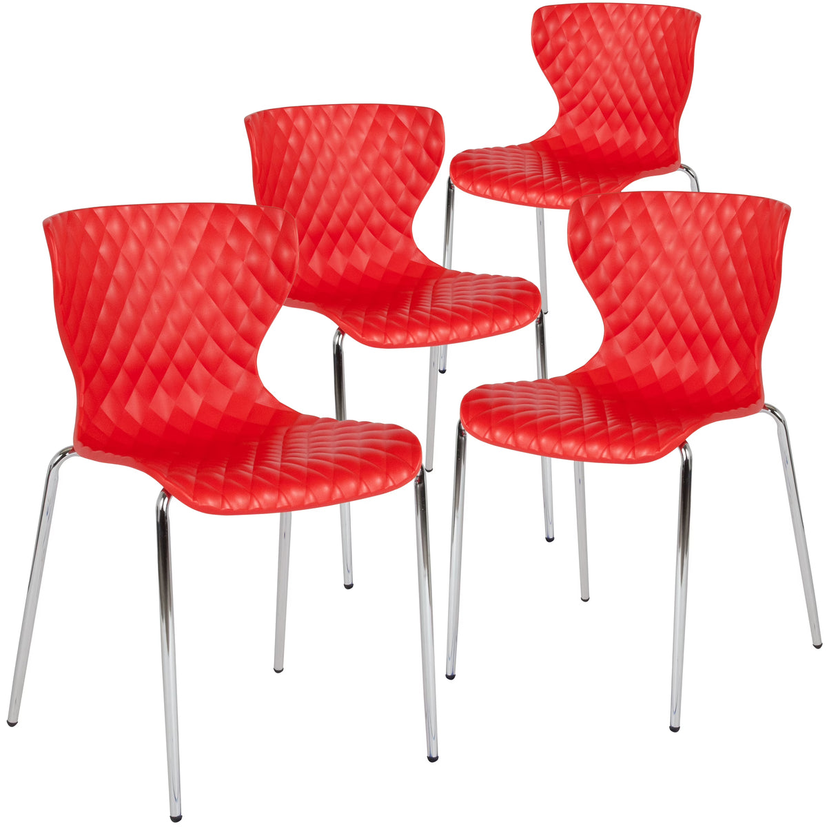 Flash Furniture 4 Pack Lowell Contemporary Design Orange Plastic Stack Chair