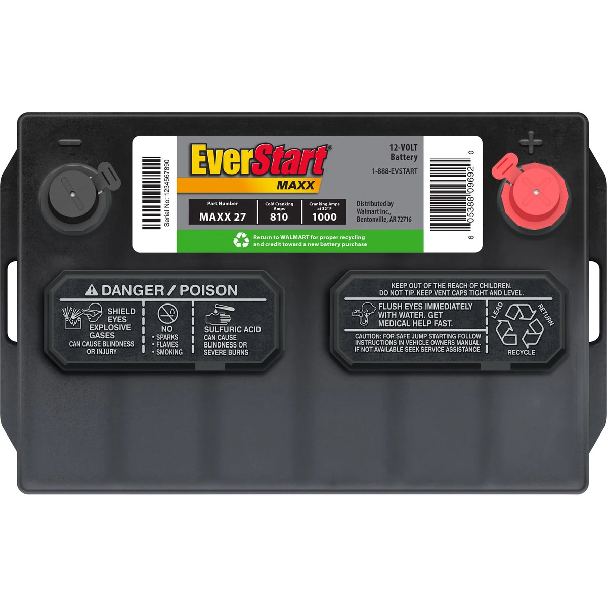 EverStart Maxx Lead Acid Automotive Battery, Group Size 27 12 Volt, 810 CCA 160RC
