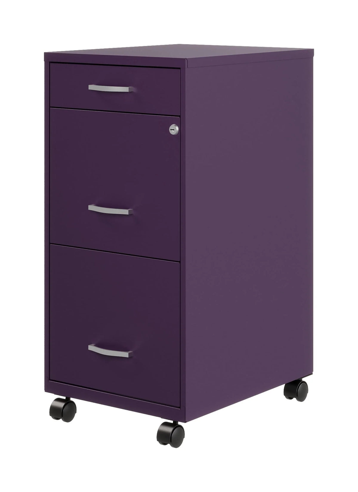 Space Solutions 18" Deep 3 Drawer Mobile Letter Width Vertical File Cabinet, Midnight Purple