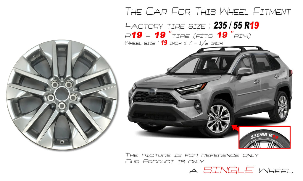 For Toyota RAV4 2019-2024 OEM Design Wheel 19" Hyper Silver Single 19x7.5 Replacement Rim 4261A0R040 4261A0R050 4261A42130 4261B42850