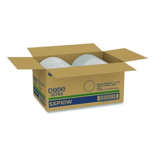 Heavy-Weight Paper Plates, 10" dia, White, 125/Pack, 4 Packs/Carton | Bundle of 2
