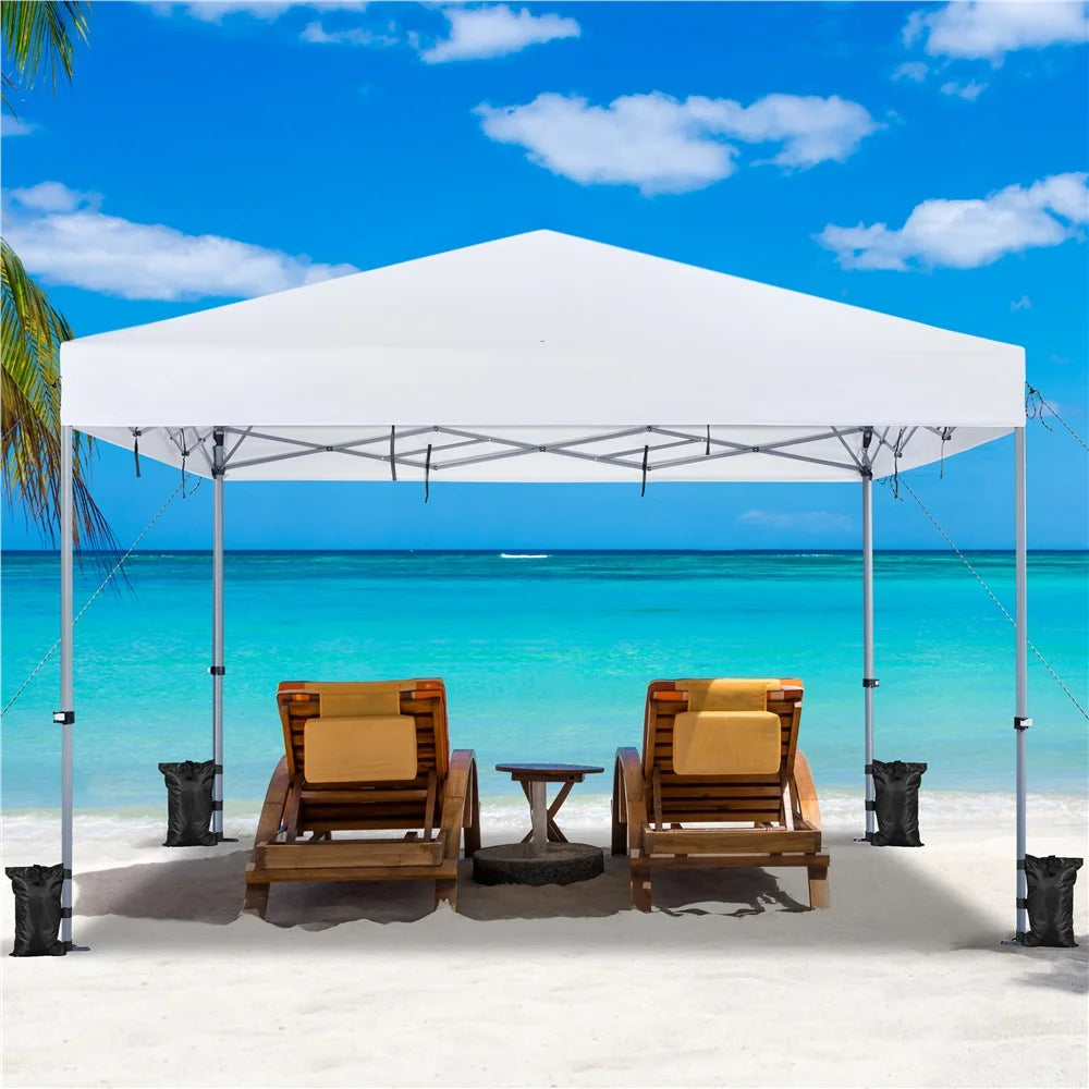 Topeakmart 12x12ft Commercial Pop-up Canopy Tent with Adjustable Height for Outdoor, White