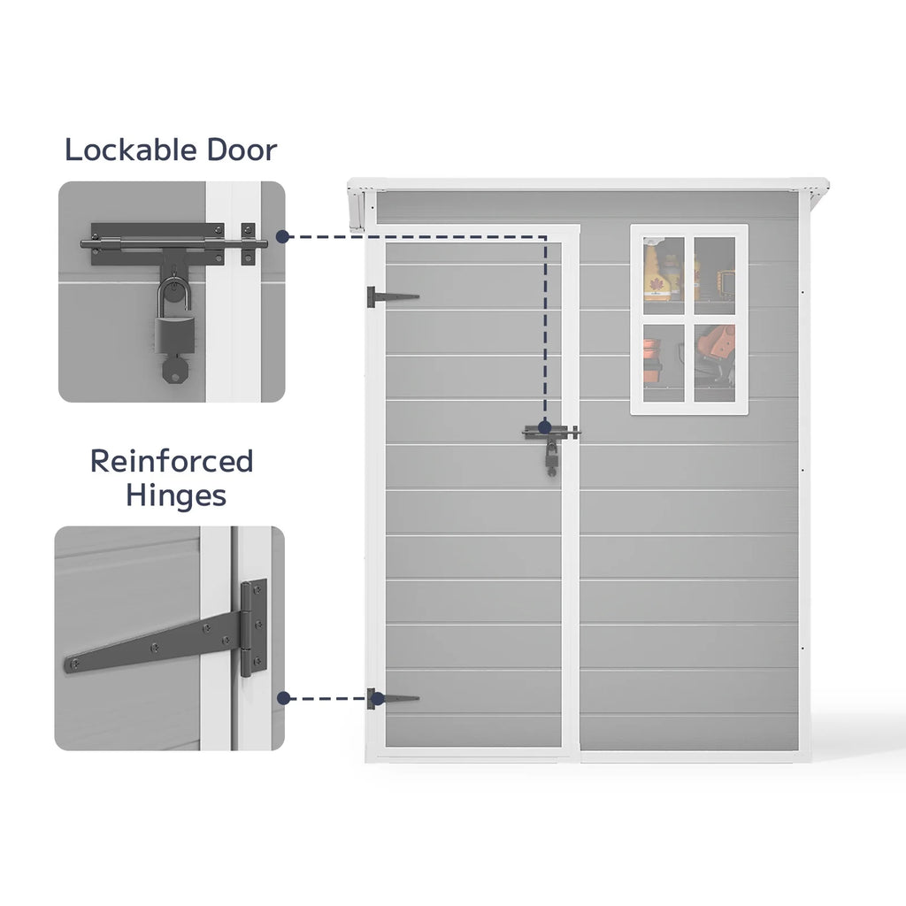 5x3ft��16.6 sq. ft.�� Outdoor Storage Shed, Asofer Resin Storage Shed, Plastic Garden Shed for Garden, Gray