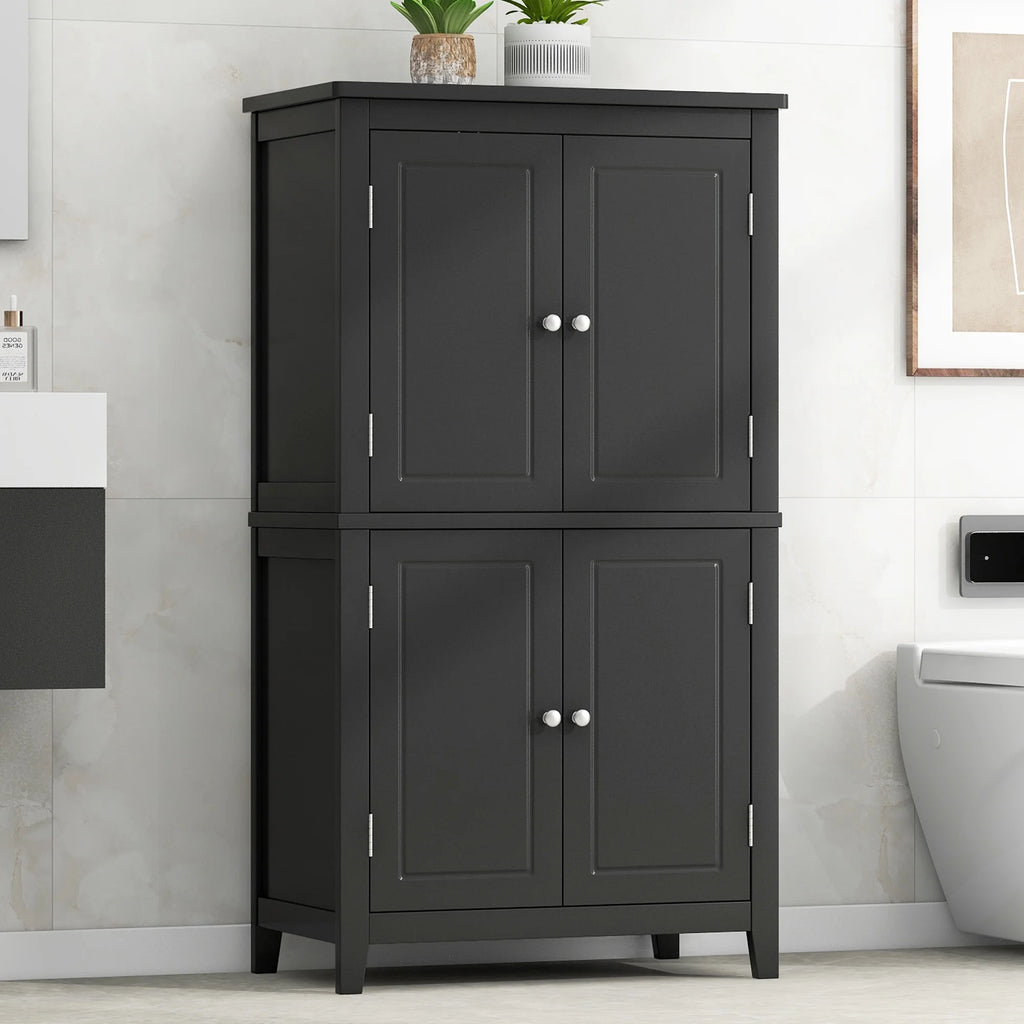 Elegant Bathroom Floor Storage Cabinet, Bathroom Storage Unit, Freestanding Cabinet with 4 Doors