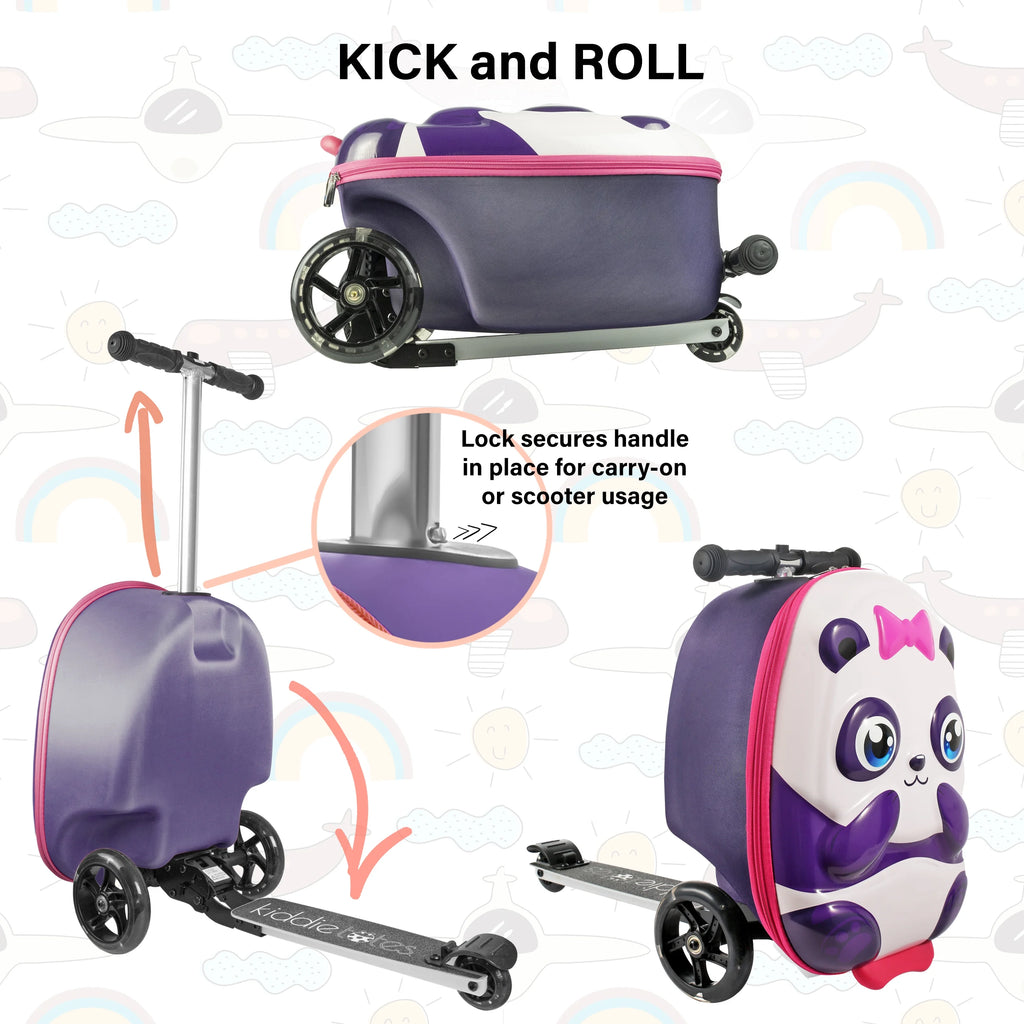 Kiddietotes Kid's Hard Shell Scooter Ride On Suitcase, Pink