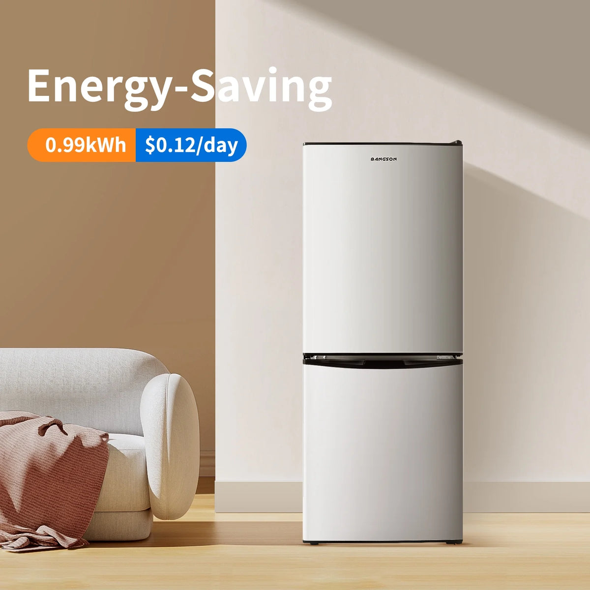 BANGSON 4.0 Cu.ft Small Refrigerator with Freezer,2 Door, Small Fridge with Freezer with Bottom Freezer,Silver