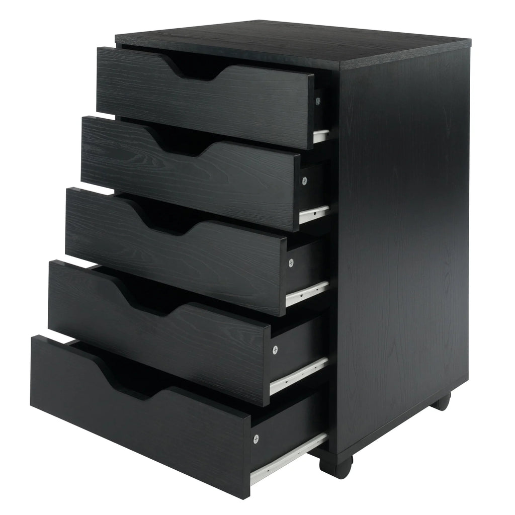Winsome Halifax 5-Drawer Mobile Cabinet 20519, Black Finish
