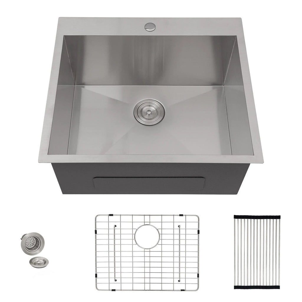 22 Laundry Sink Drop In - Fulorni 22"x22" Laundry Utility Sink Drop In Topmount 16 Gauge Stainless Steel 12 Inch Deep Single Bowl Above Counter Square Utility Laundry Room Sink Basin