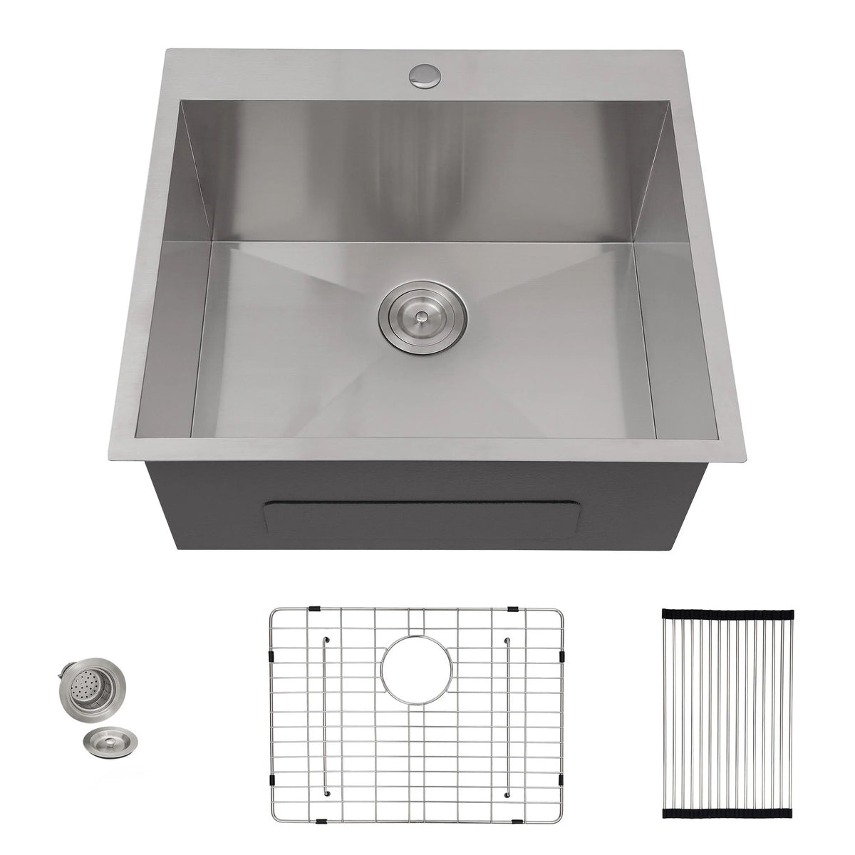 22 Laundry Sink Drop In - Fulorni 22"x22" Laundry Utility Sink Drop In Topmount 16 Gauge Stainless Steel 12 Inch Deep Single Bowl Above Counter Square Utility Laundry Room Sink Basin