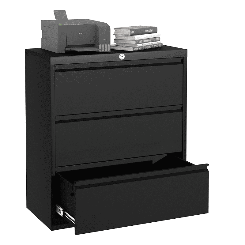 Supeer Four Drawer Metal Lateral File Cabinet, Storage White File Cabinet with Large Deep Drawers, Locking Wide File Cabinet for School, Office, Home,  Assembly Required