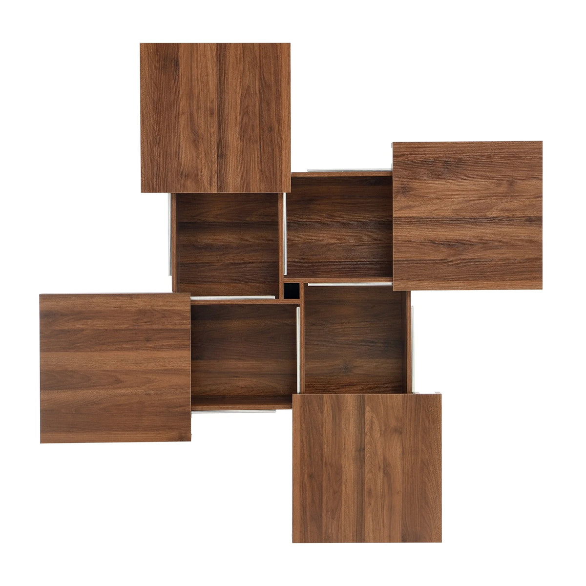 PORKISS Square Coffee Table, Modern Coffee Table with Sliding Top and Storage Space, Cocktail Table with Storage and Grain Veneer Finish, Freestanding Storage Coffee Table for Living Room, Walnut