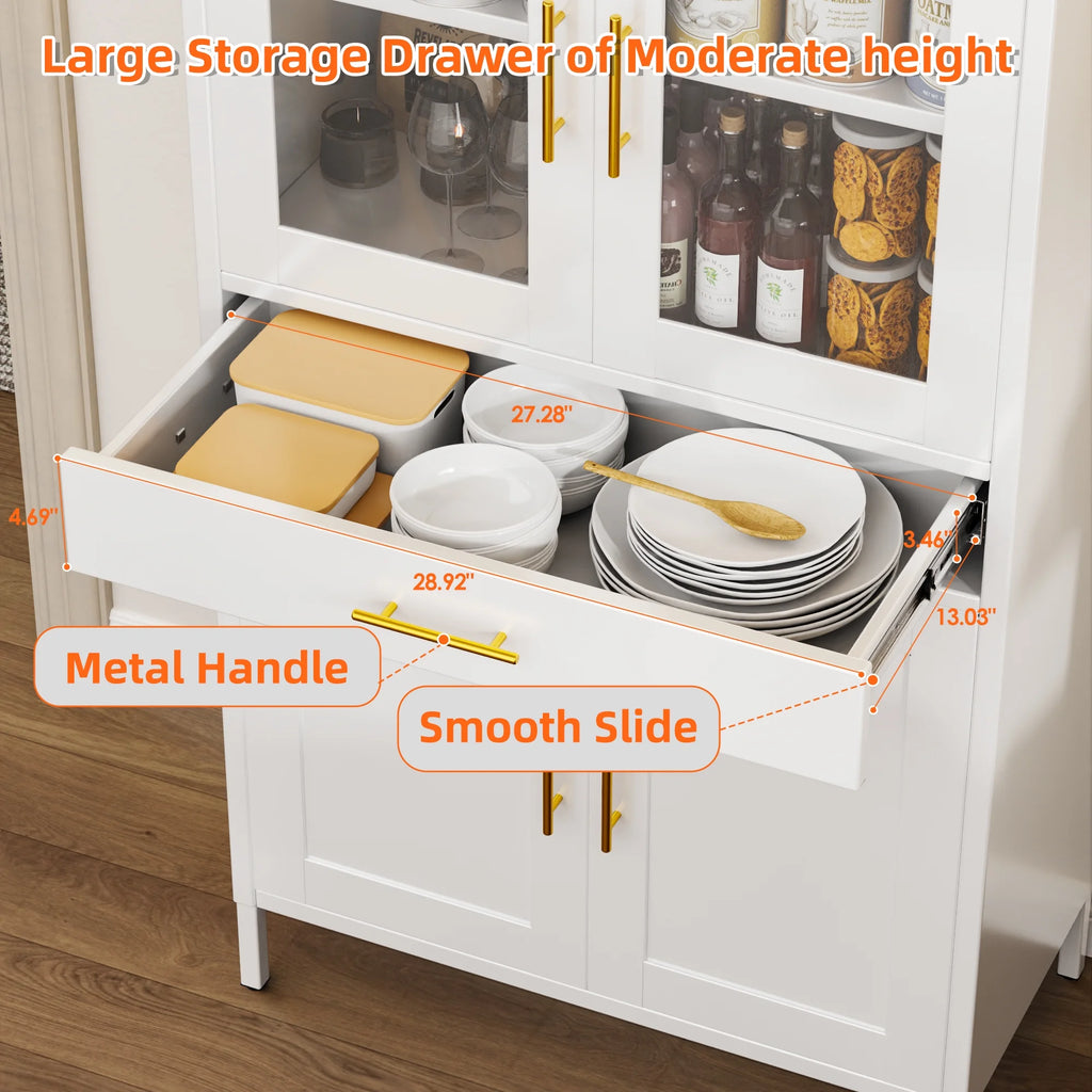 SUPEER Metal Arched Storage Display Cabinet with Glass Doors and Adjustable Shelves, Lockable Cabinet, Assembly Required, Black