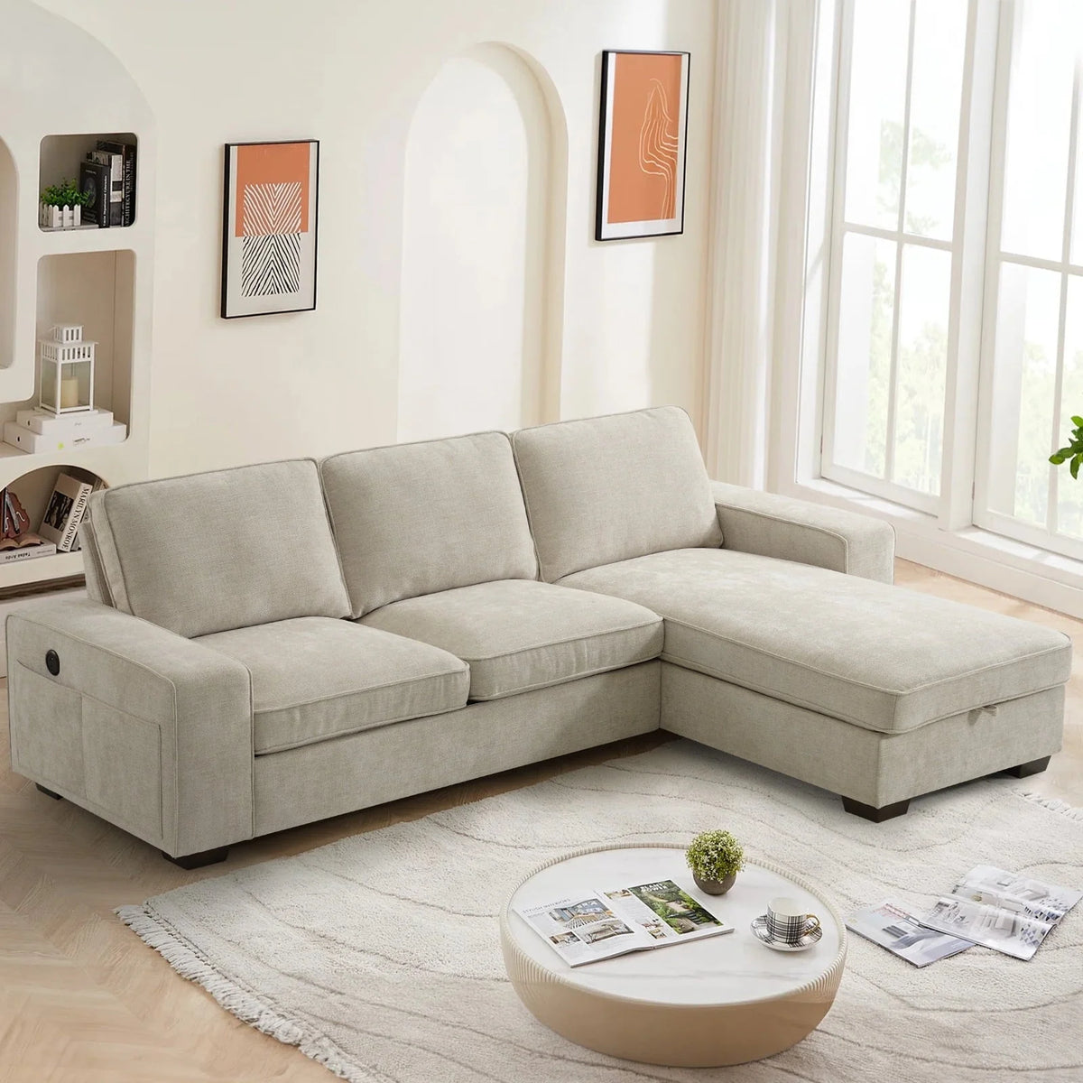 88.58" Modern loveseat Sofas Living Room,Couches Love Seat with Wood Frame for Bedroom, Office, Apartment, Dorm, Studio /Easy, Tool-Free Assembly（Beige）