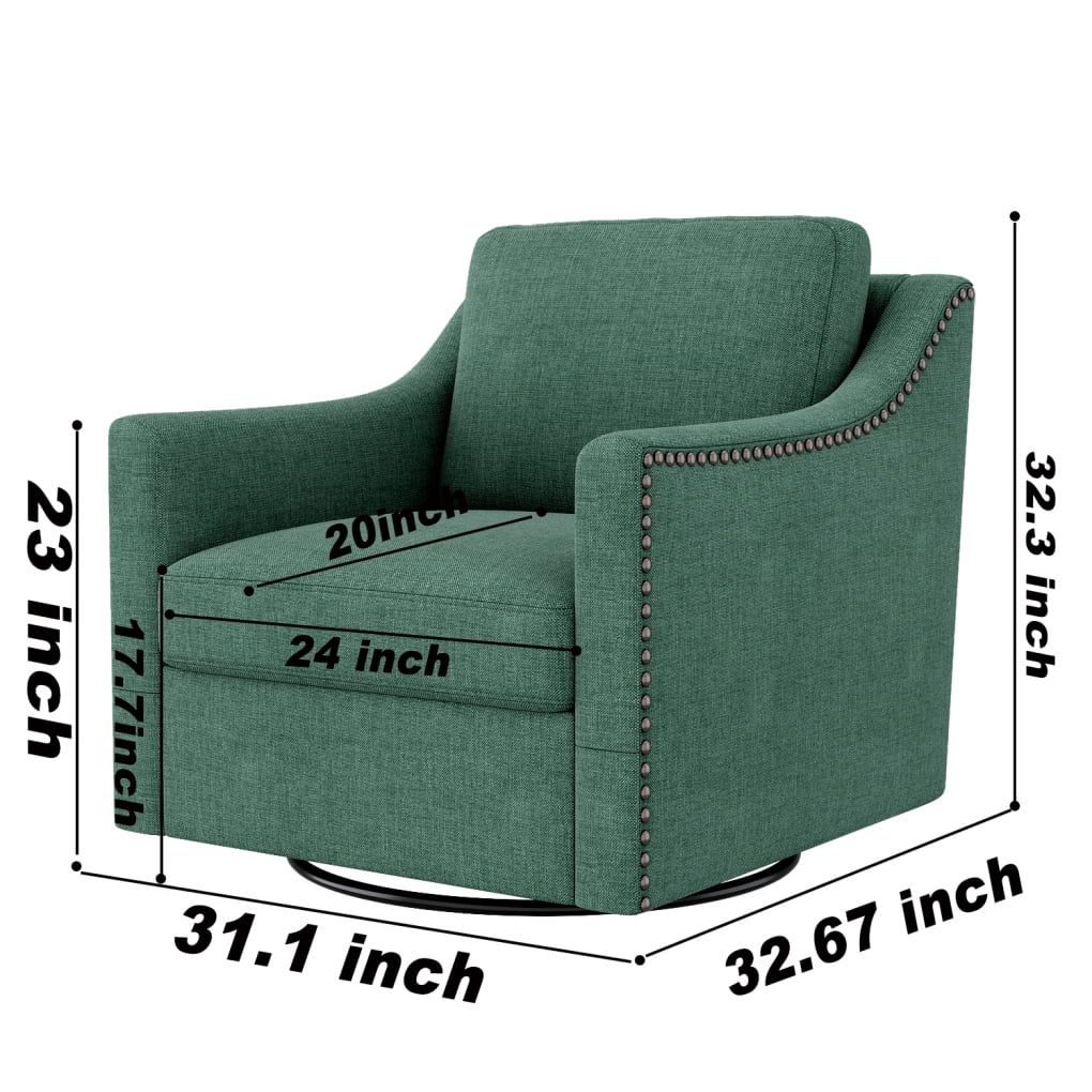 Swivel Accent Chair Armchair, 360�� Swivel Chair in Cotton Linen, Living Room Chairs with Wide Cusion and Curved Armrest, Comfy Barrel Sofa Reading Chairs for Bedroom, Small Spaces, Office, Grey