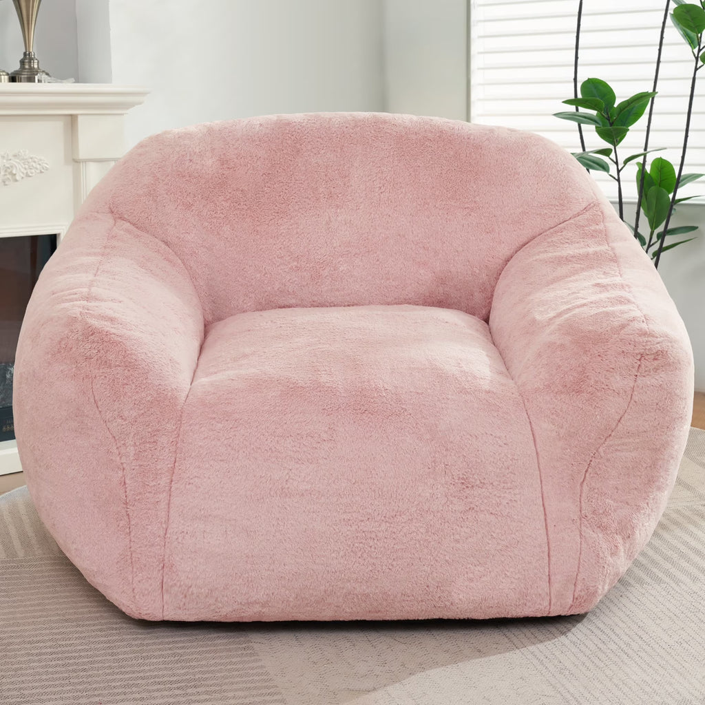 HOMGUAVA Giant Bean Bag Chair for Adults & Kids, Oversized Lounger Couch Large Lazy Chair w/ Stuffed Memory Foam & Wide Armrests, Light Gray