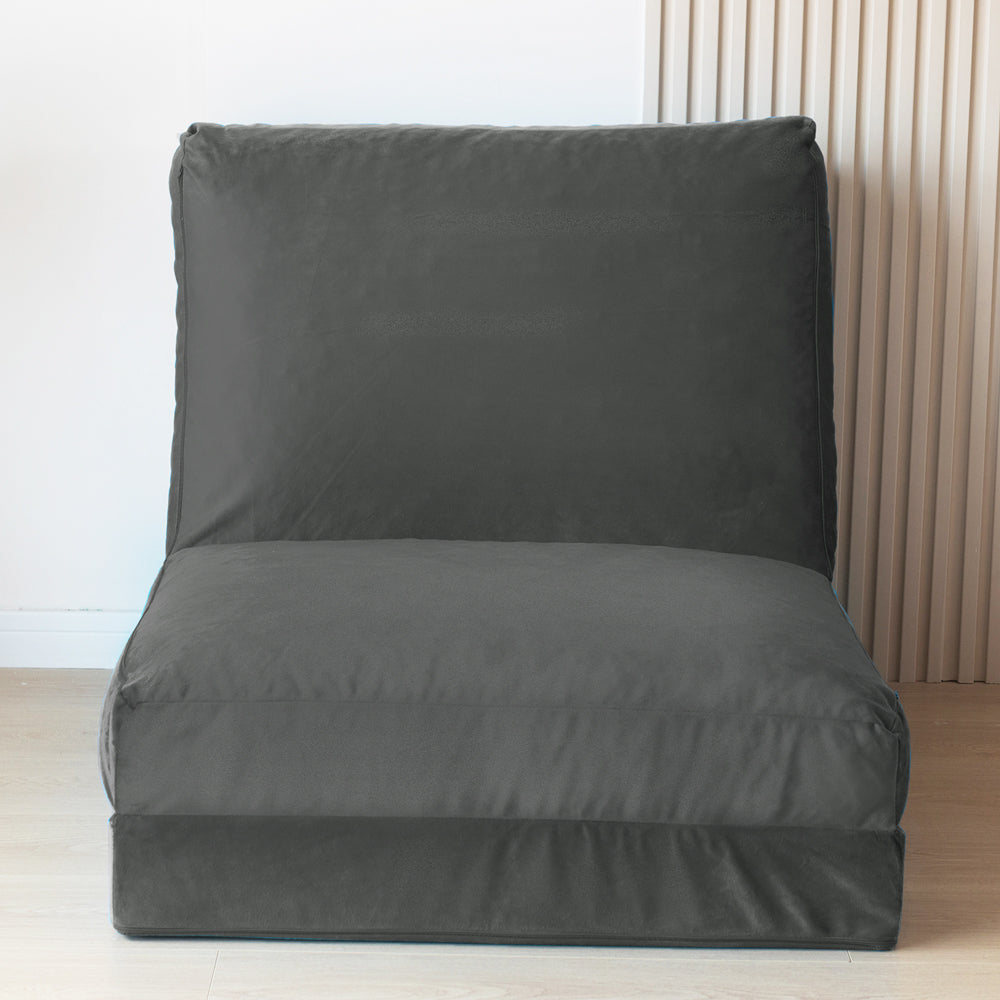 Folding Sofa Bed,Extra Thick and Long Fluffy 4 Position Convertible Flip Lounge Chair,Foam Filling Folding Matress Sofa Bean Bag with Washable Cover,Grey,39x95 Inch