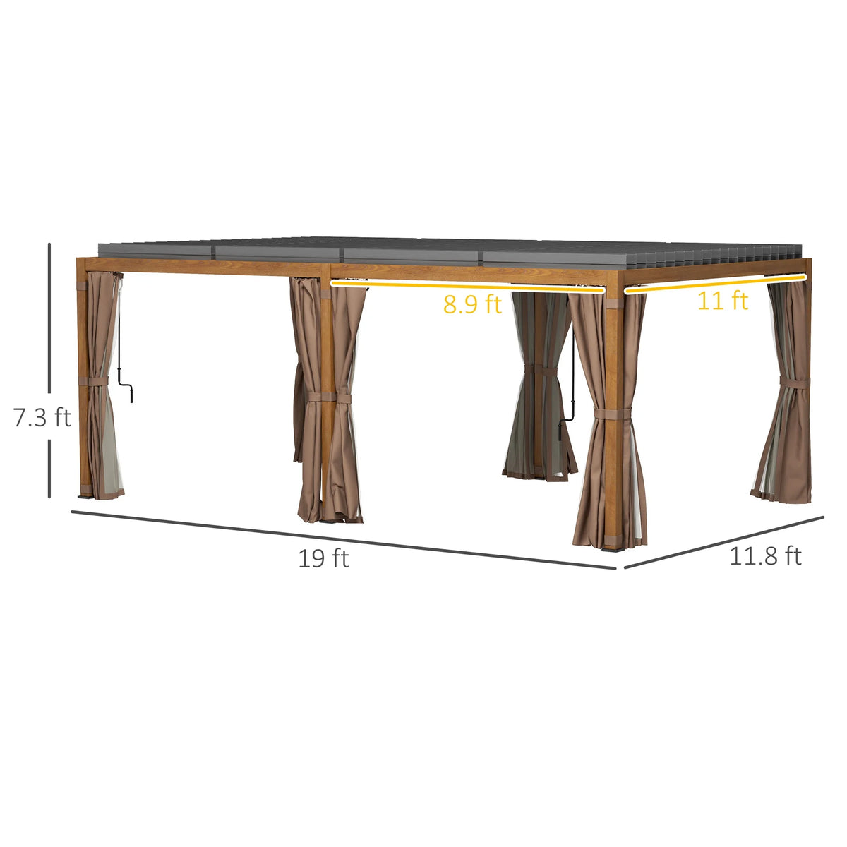 Outsunny 10'x13' Aluminum Pergola with Adjustable Louvered Roof, Gray