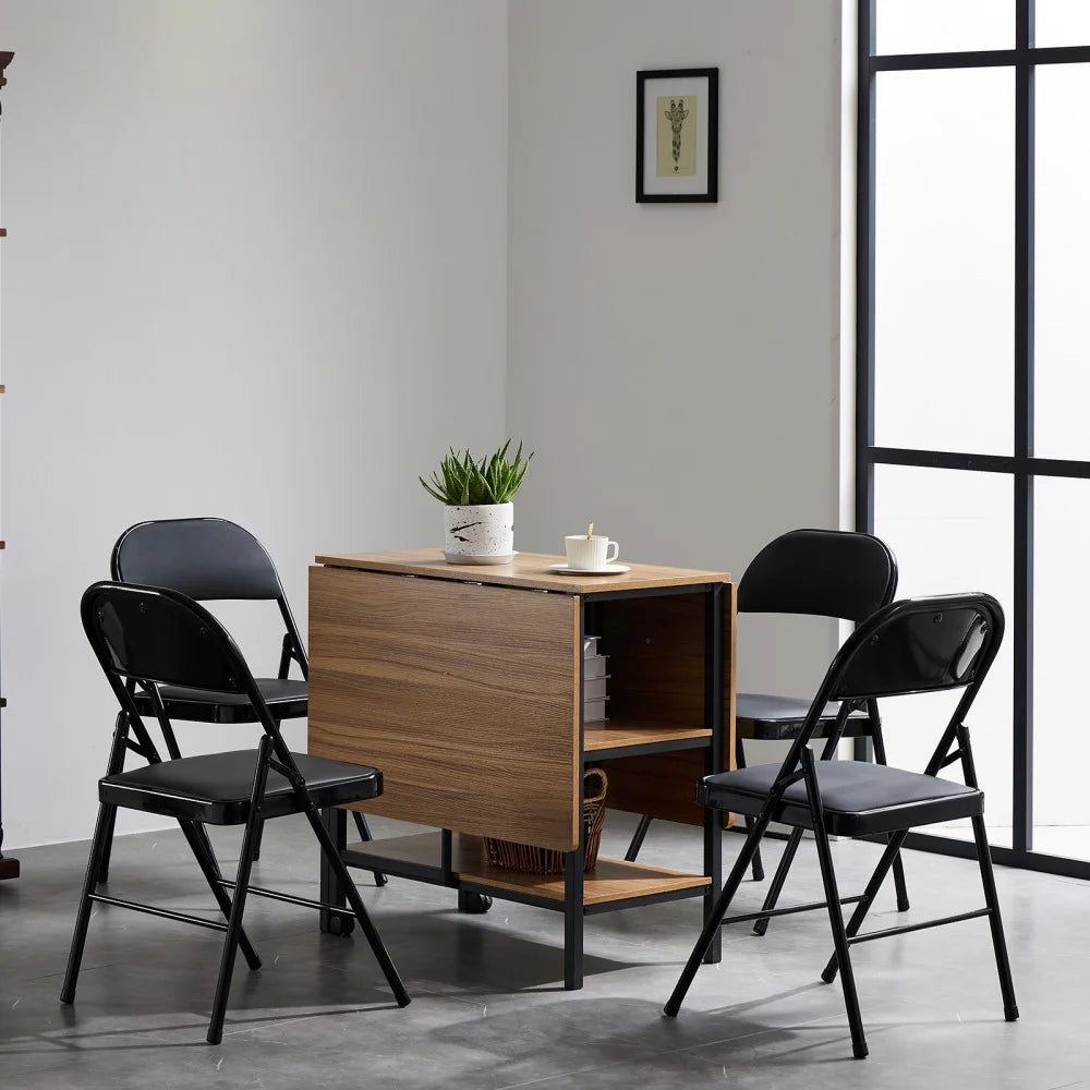 4 Pack Folding Chairs, Cushioned Padded Seat, Wedding Chairs with Metal Frame for Home, Office, Party Use, Light  Brown
