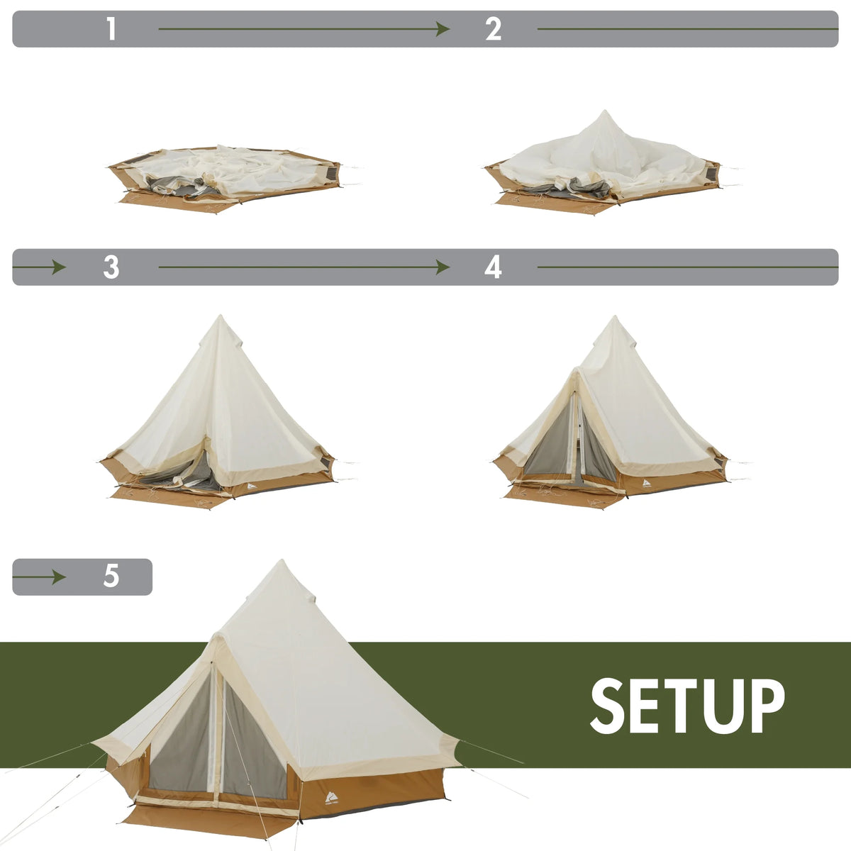 Ozark Trail 15' x 15' 8-Person Bell Tent with String Lights, 22.57 lbs