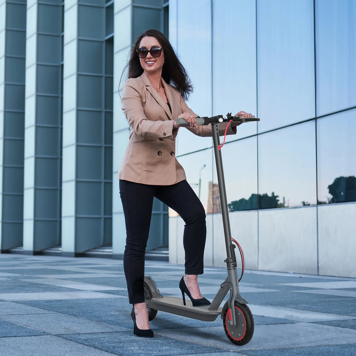 JOYHIS J078 Electric Scooter for Men and Women 8.5" Solid Tire 19mph Power by 350W Motor Max 21 mile Range Folding Commuting E Scooter