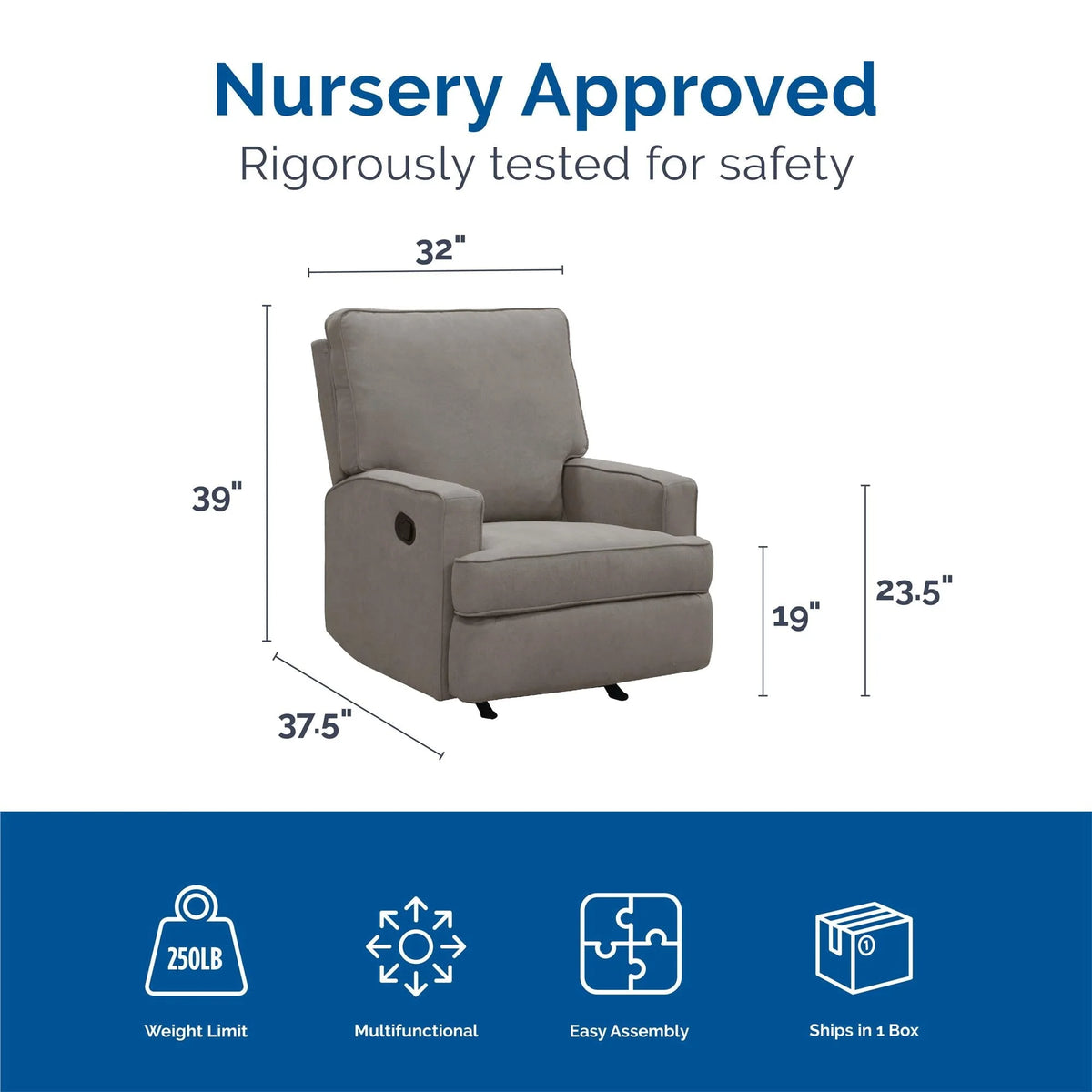 Baby Relax Salma Rocker Recliner Chair, Taupe Chenille