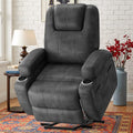 Lacoo power lift electric Massage recliner chair Oversized Single Sofa with Cup Holder for elderly,Black