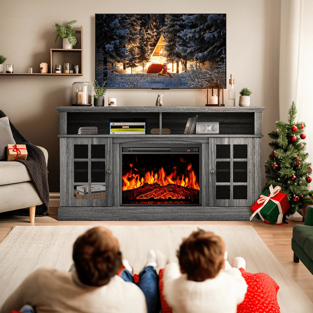 Electric Fireplace TV Stand for 75�� TVs Fireplace Entertainment Center TV Console Table with 23�� Fireplace, Holds up to 200 lbs