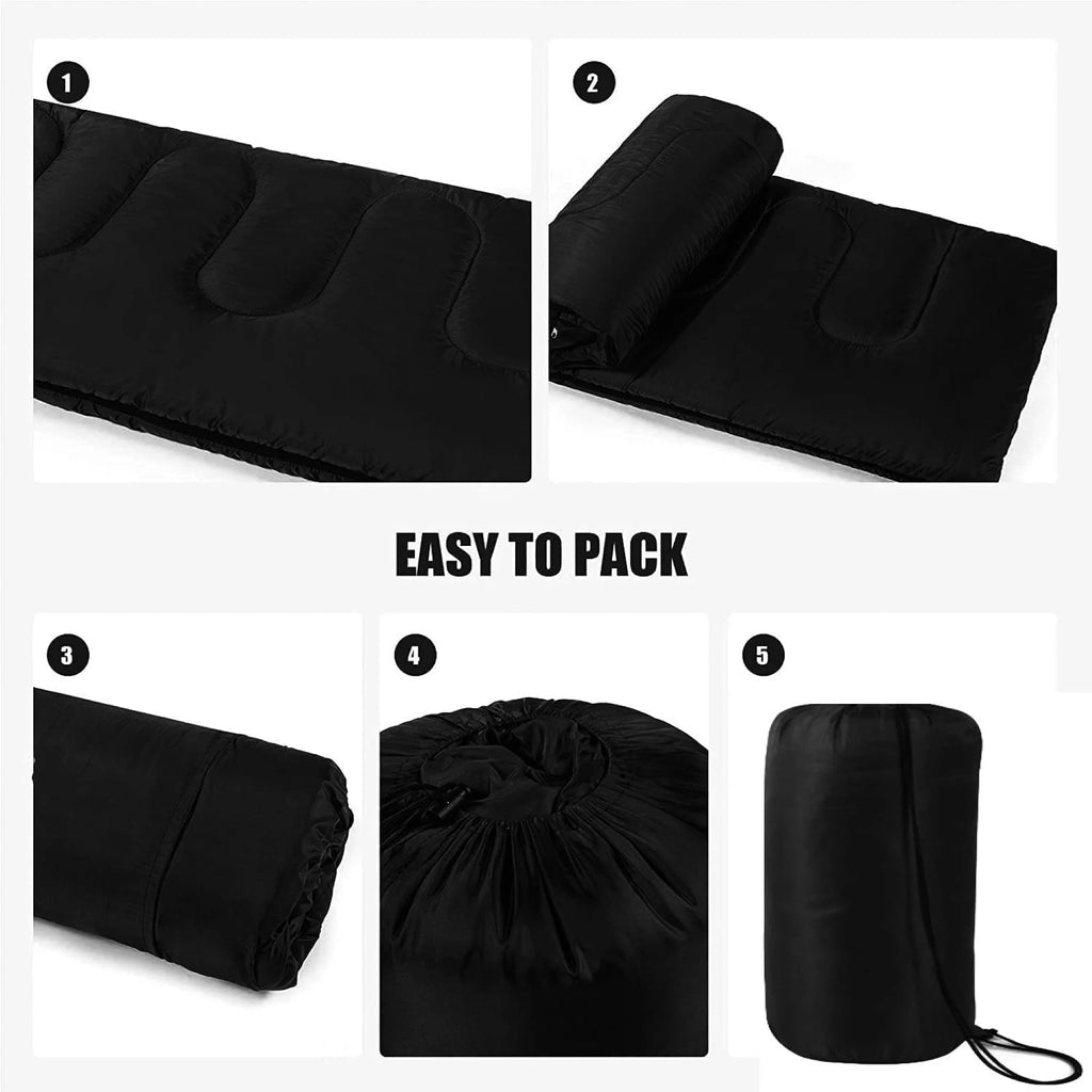 10 Pack Bulk Wholesale of Cold Weather Envelope Sleeping Bags for Adults, Kids, Homeless, Camping, Indoors, Outdoors - 10 Count Sleeping Bags in Black, Navy Blue, Forest Green, Red - 71"L x 30"W