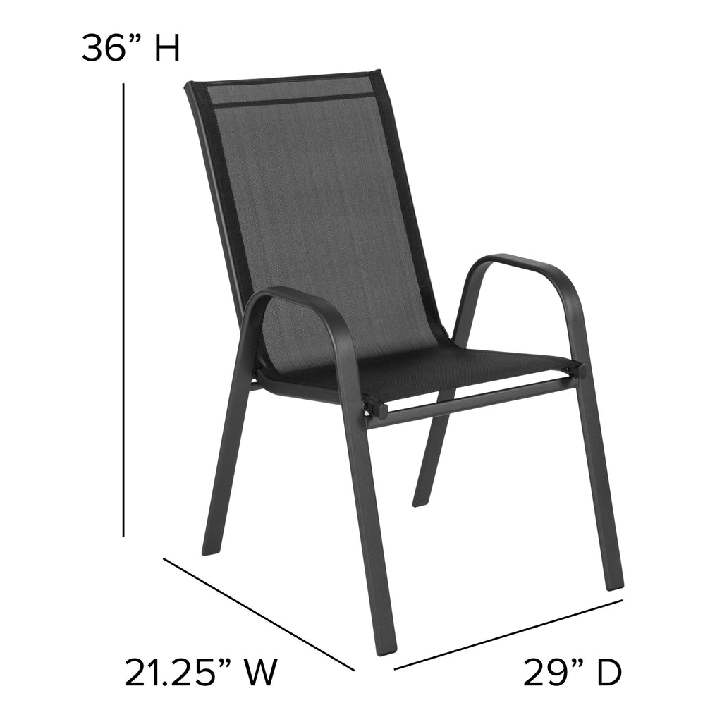Flash Furniture 5 Pack Brazos Series Brown Outdoor Stack Chair with Flex Comfort Material and Metal Frame