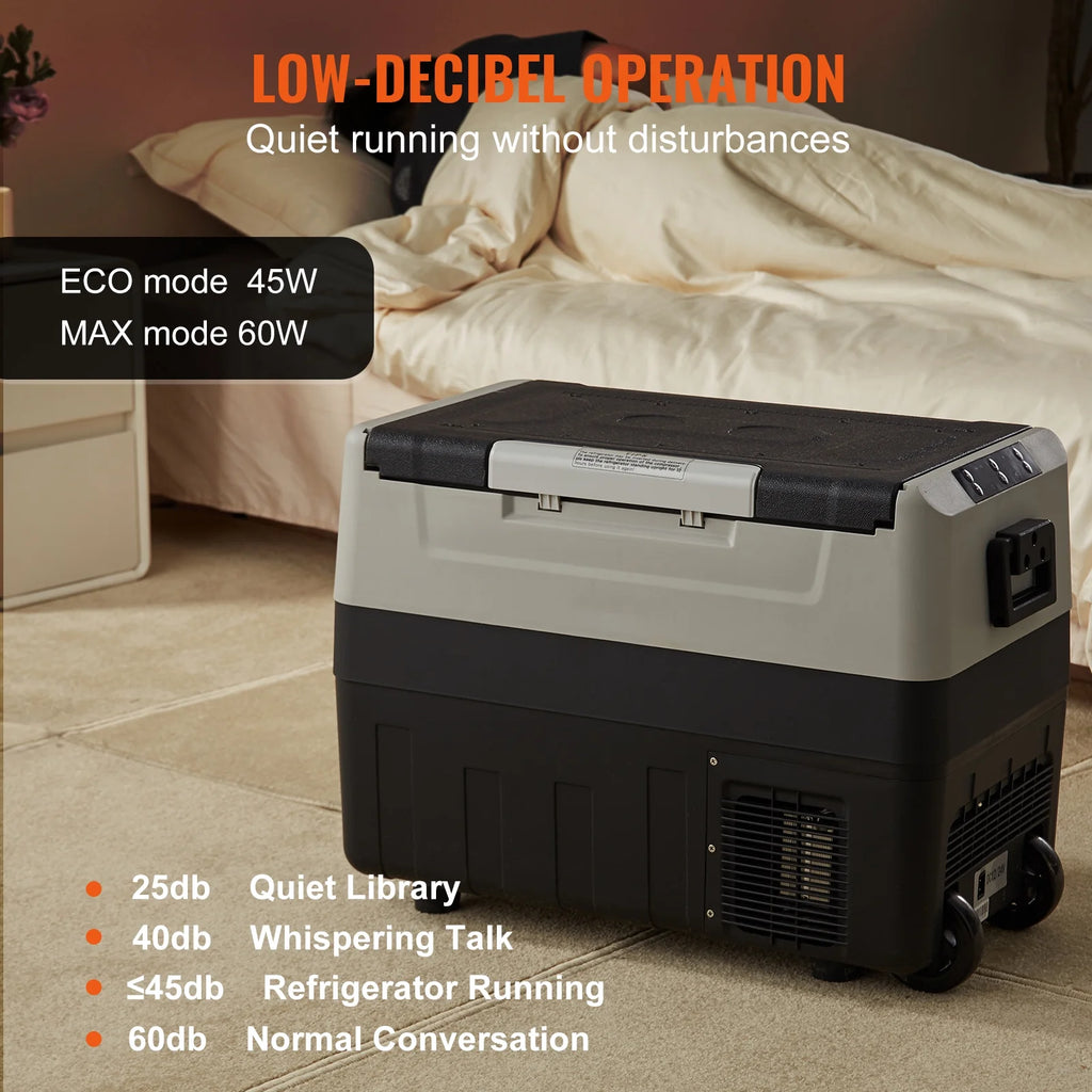 VEVOR 12 Volt Refrigerator, 48QT, Dual Zone Car Fridge Freezer with App Control & Wheels, 12/24V DC & 100-240V AC Electric Compressor Cooler for Car Truck Vehicle RV Boat Outdoor & Home Use