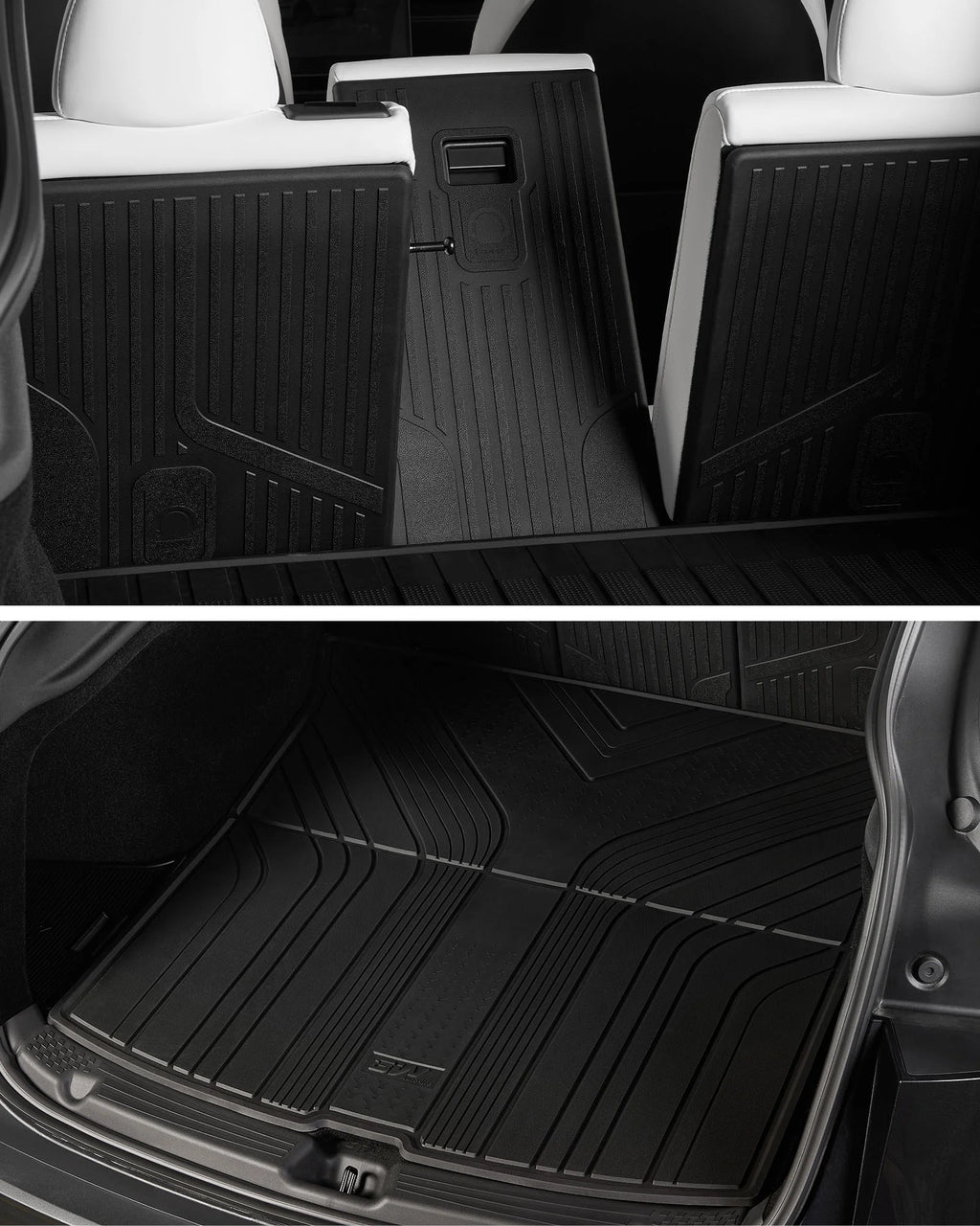 3W Tesla New Model Y Juniper Floor Mats and Cargo Liners, TPE Full Set Floor Liner for New Model Y 2025 2026, Cargo Mats and Seat Back Cover Protector, Car Mats for Tesla Accseeories, Black