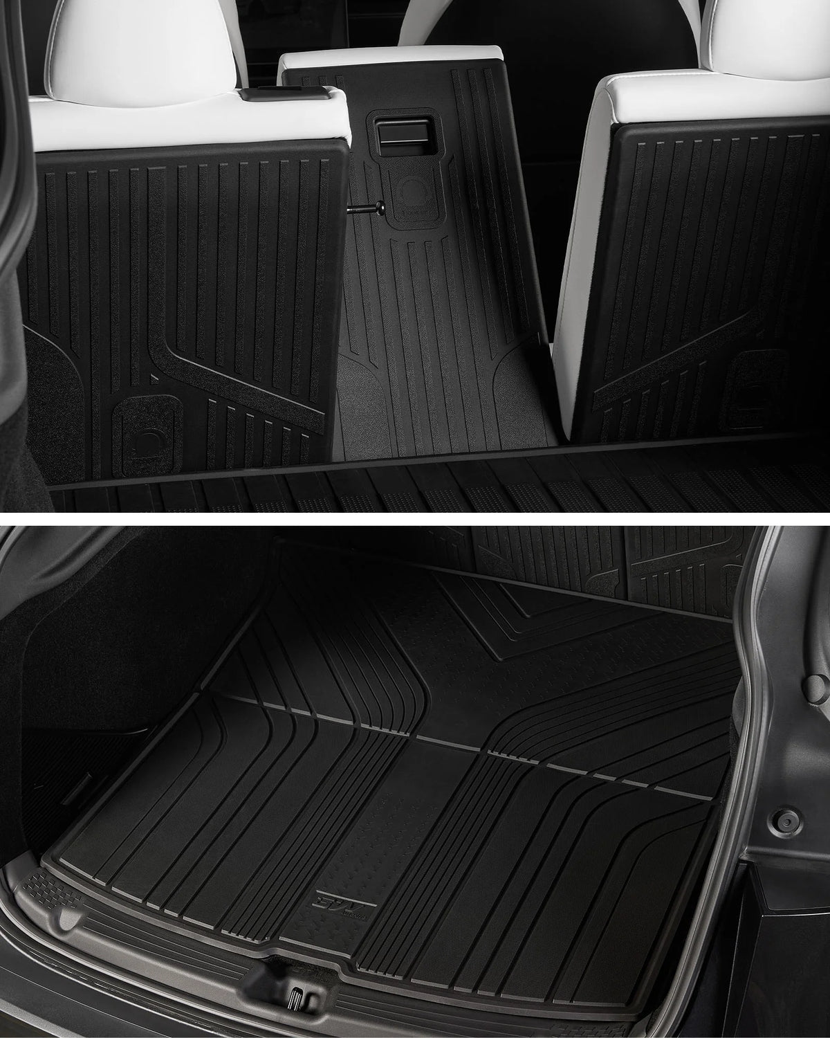 3W Tesla New Model Y Juniper Floor Mats and Cargo Liners, TPE Full Set Floor Liner for New Model Y 2025 2026, Cargo Mats and Seat Back Cover Protector, Car Mats for Tesla Accseeories, Black