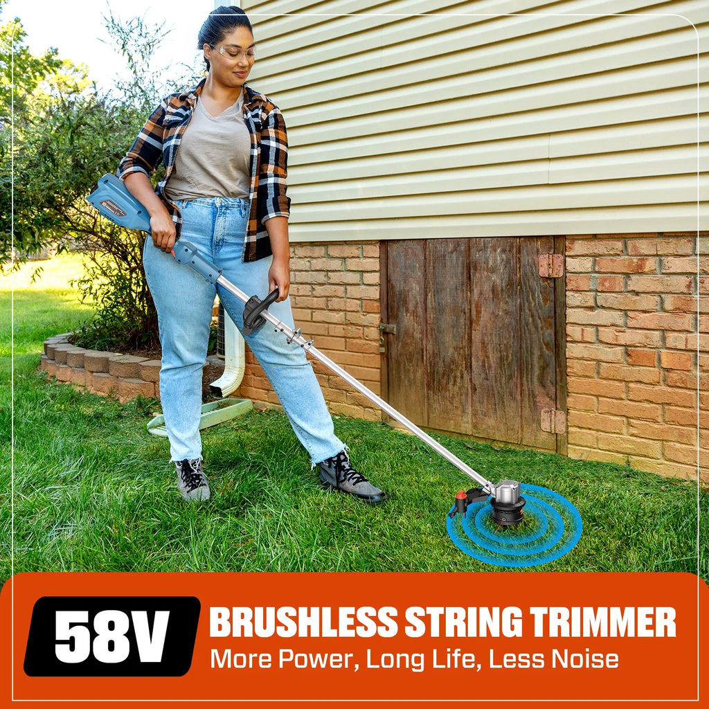 SENIX 58V Brushless Weed Eater, 11�?13�?Variable Length String Trimmer, 360° Adjustable Handle, Battery & Charger Included, GTSX5-M