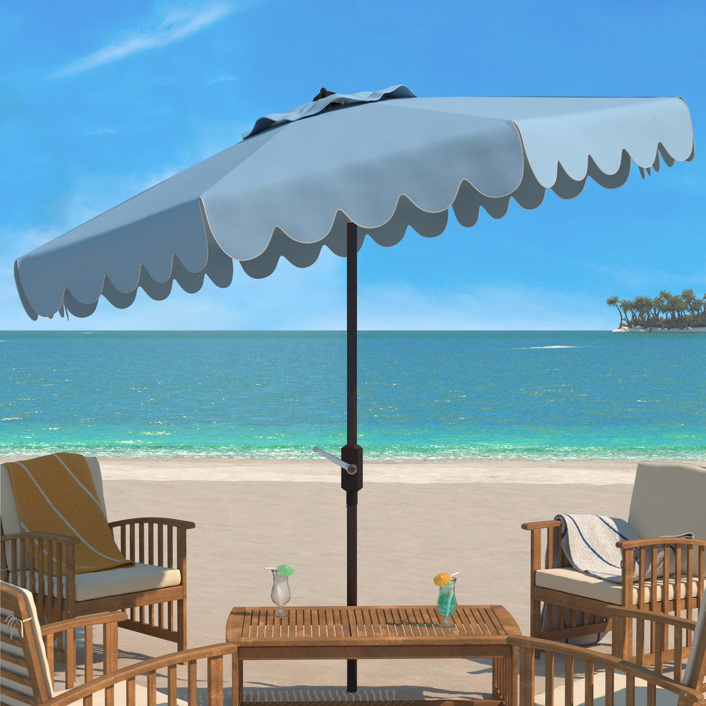 Safavieh Venice 9' Market Crank Tilt Patio Umbrella, Navy/White