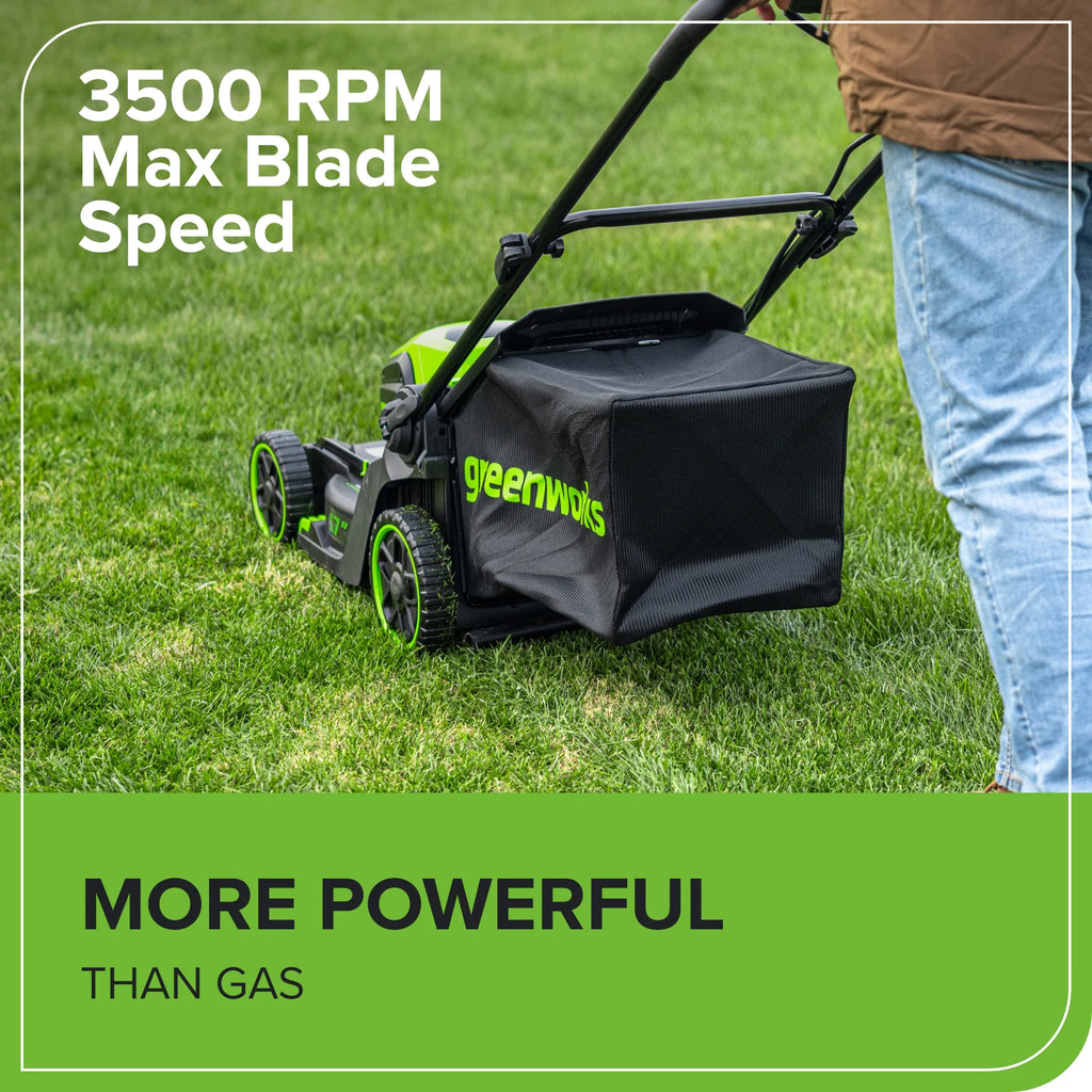 Greenworks 60V 17" Cordless Battery Push Lawn Mower w/ 4.0Ah Battery & Charger