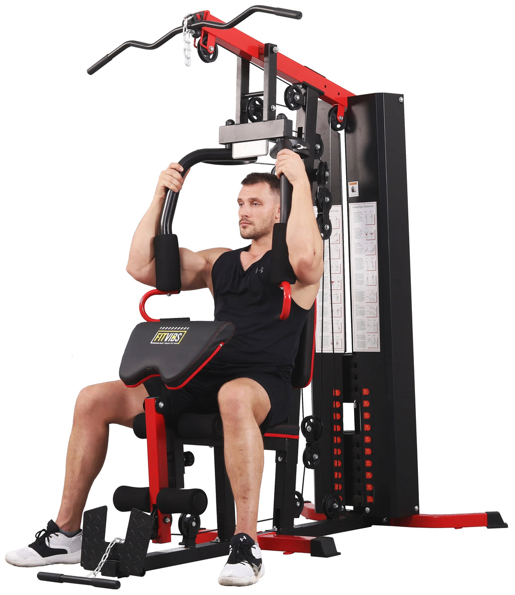 Fitvids LX750 Home Gym System Workout Station with 330 Lbs of Resistance, 122.5 Lbs Weight Stack, One Station, Comes with Installation Instruction Video, Ships in 5 Boxes