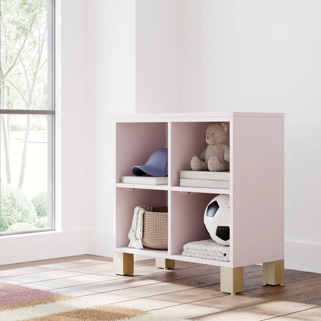 Storkcraft California Cube Organizer Children's Bookcase, Blush with Driftwood