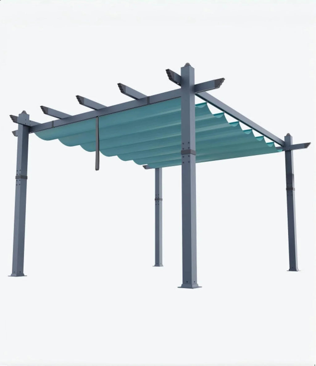 Outdoor Aluminum Pergola with Retractable Canopy, Reinforced 4-Sided Base, Waterproof & UV-Resistant Adjustable Roof, Modern Design for Patio, Deck, Backyard, and Garden