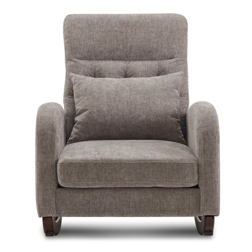 Ktaxon Rocking Accent Chair Glider Reading Chair Comfy Teddy Velvet Upholstered Single Sofa Rocker for Living Room, Nursery, Bedroom Beige