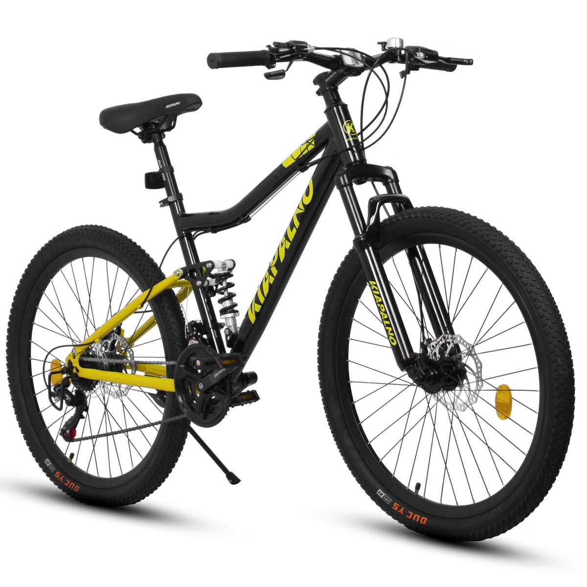 26" Steel Frame Mountain Bike, 21-Speed Unisex Bicycle with Dual Shock Absorbers, Black & Orange