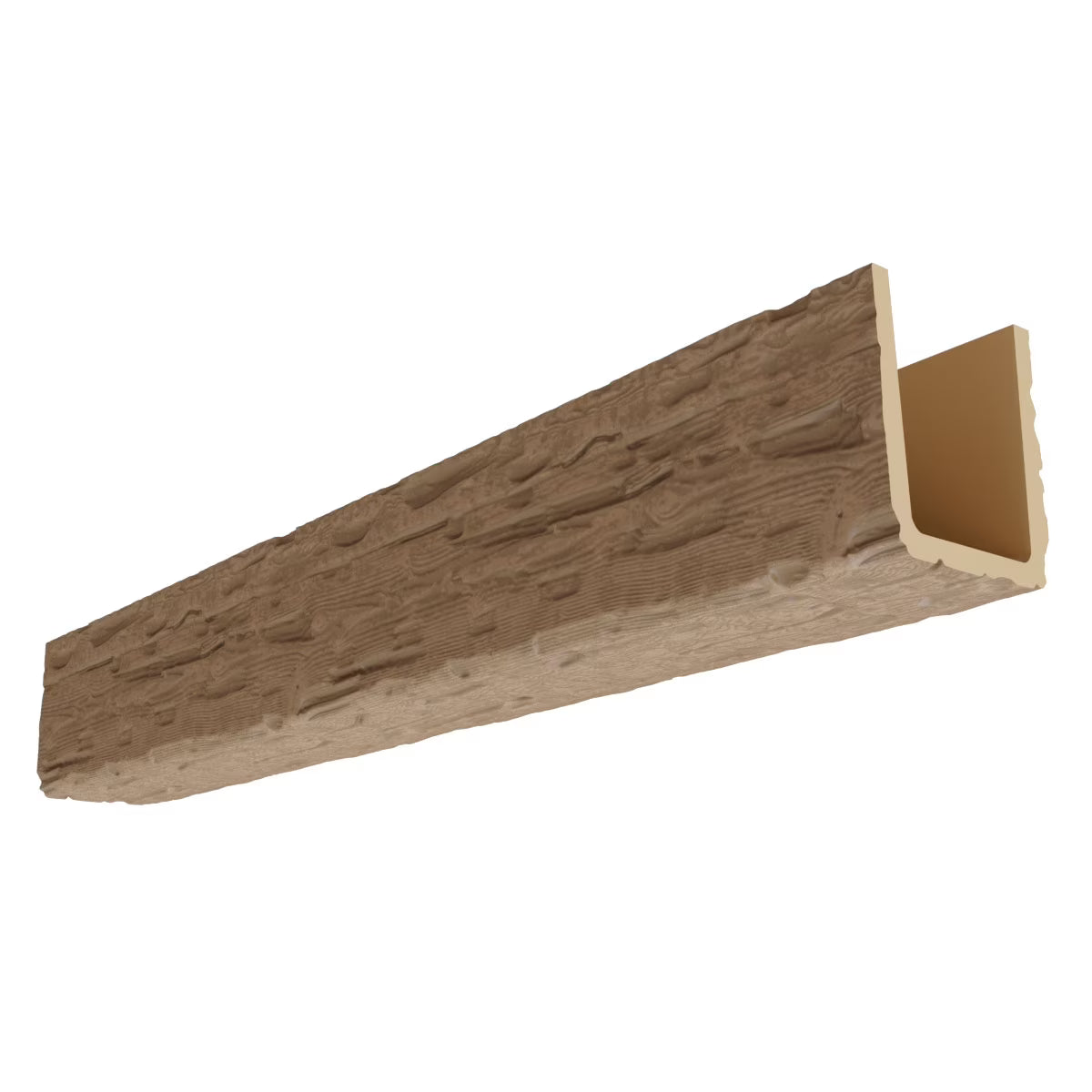 Ekena Millwork 3 1/2"W x 3 1/2"H x 120"L 3-Sided (U-Beam) Salvaged Timber HeritageTimber Faux Wood Ceiling Beam, Kona Brown