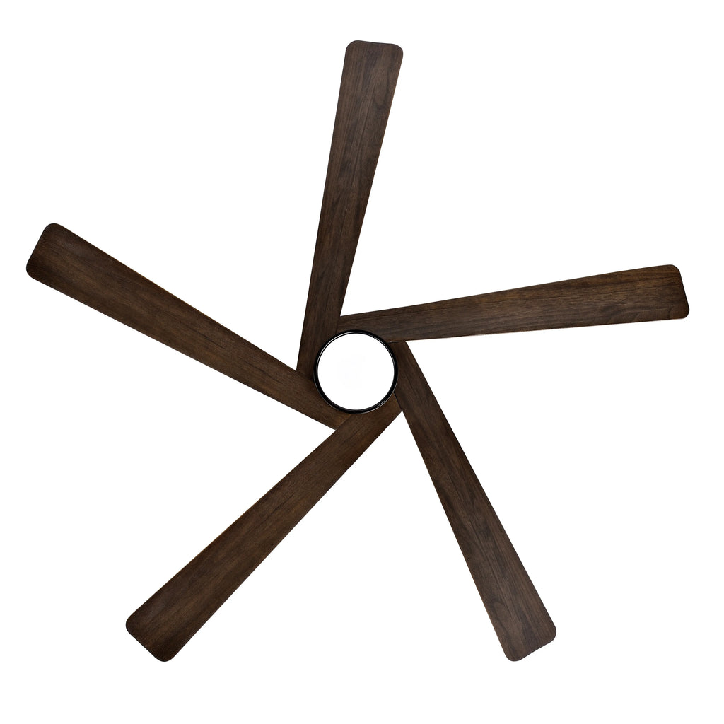 WINGBO 64 Inch DC Ceiling Fan with Lights and Remote Control, 5 Reversible Carved Wood Blades - N/A Matte Black/Walnut