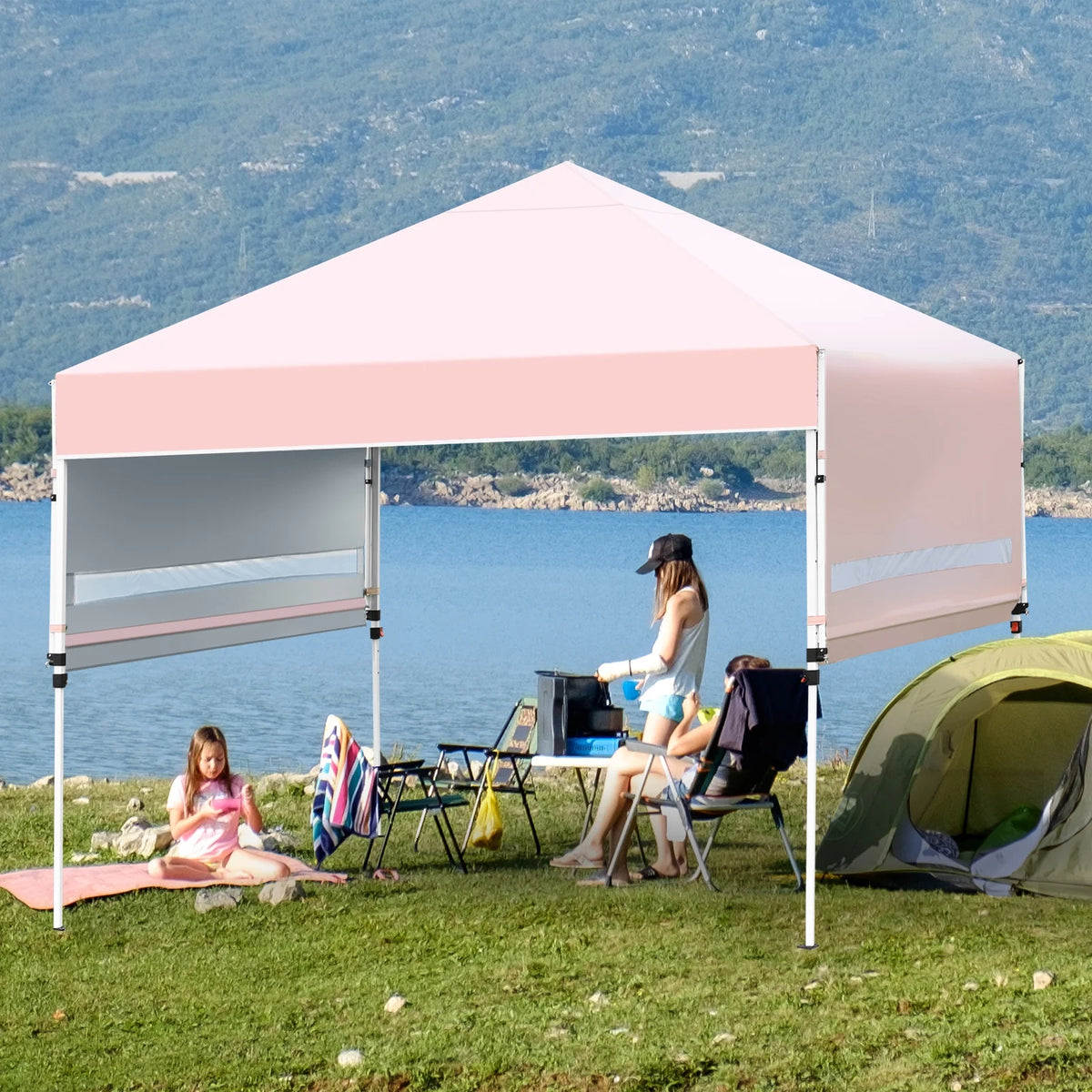 Patiojoy 10x17ft Pop up Canopy  3 Height Adjustment Folding Tent with Roller Bag White