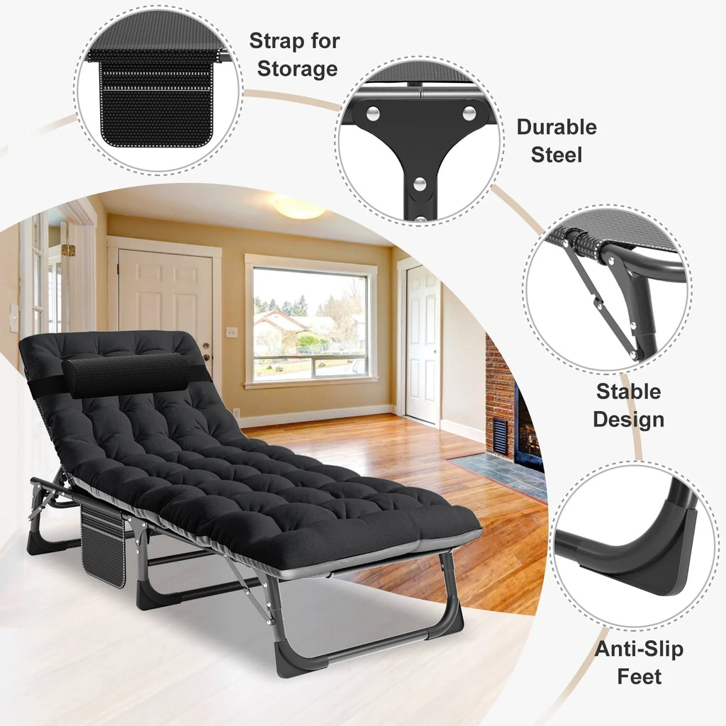 MOPHOTO Portable Beds Frame with Mattress, Folding Camping Cot, Folding Home Guest Beds, Foldaway Rest Cots for Adults Kids, Office Nap Cot, Hideaway Cots