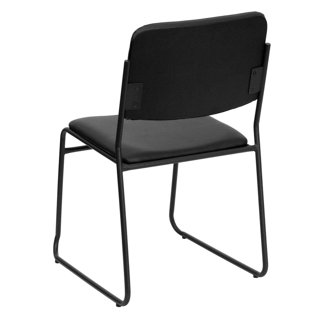 Flash Furniture Hercules Series Adult High-Density Vinyl Sled Base Stack Chairs, Set of 5, Black