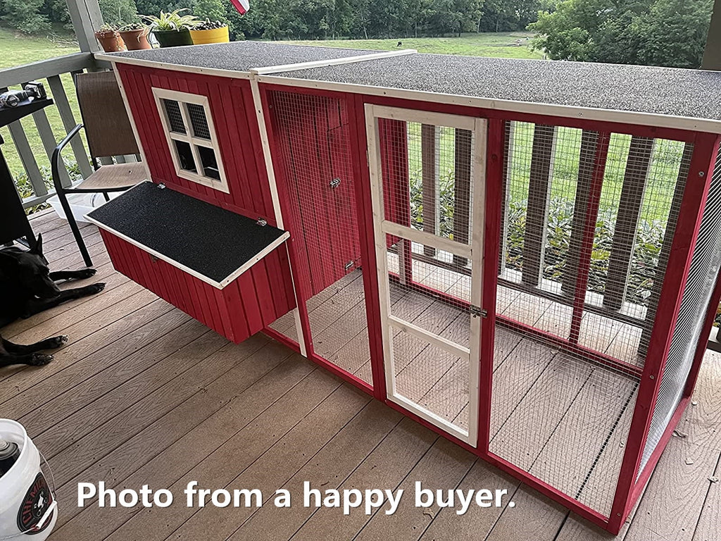 Wooden Portable Backyard Chicken Coop and Run with Chicken Coops, Red Fits 4-6 Chickens