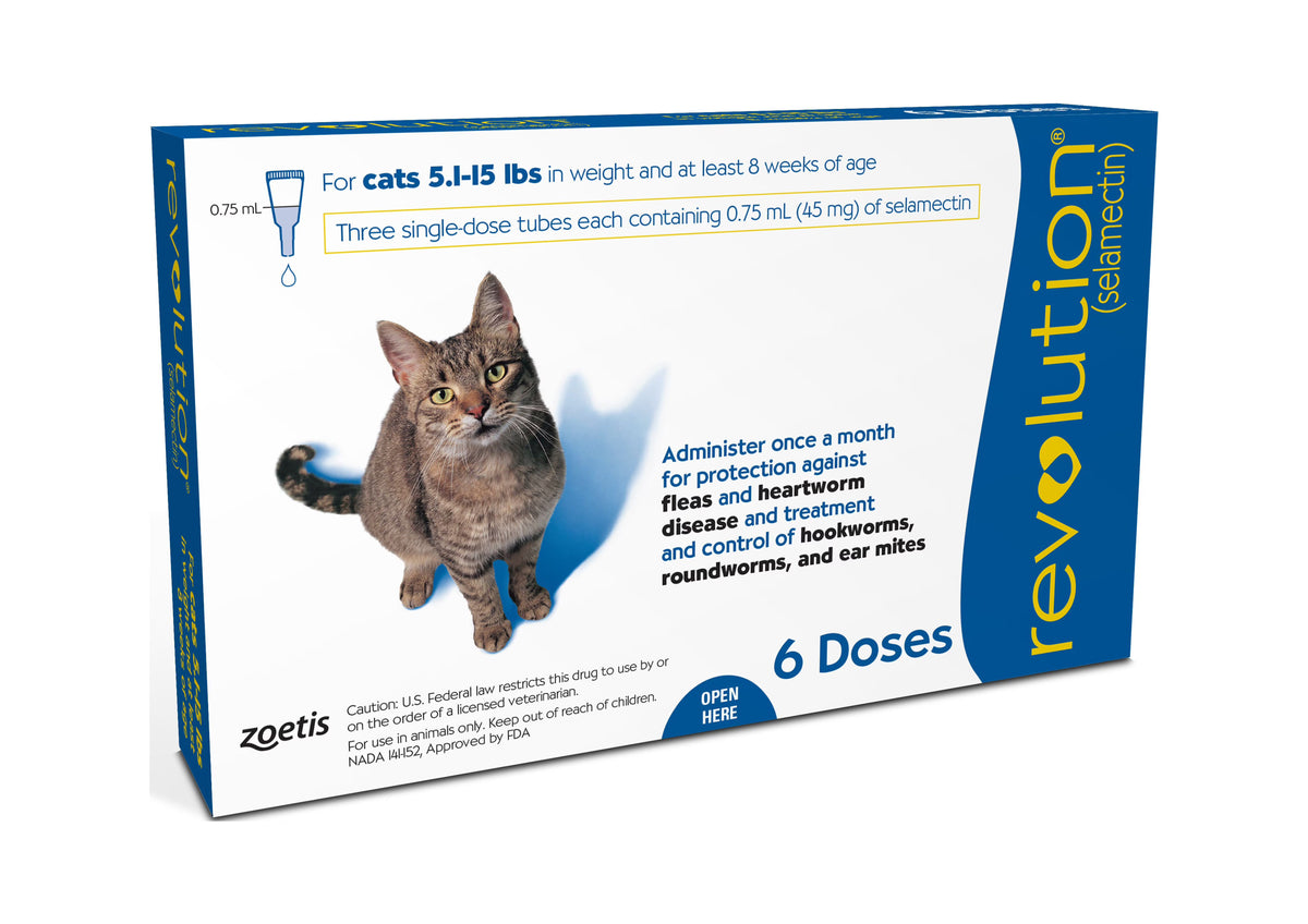 Revolution Topical Solution for Cats, 5.1-15 lbs, (Blue Box)