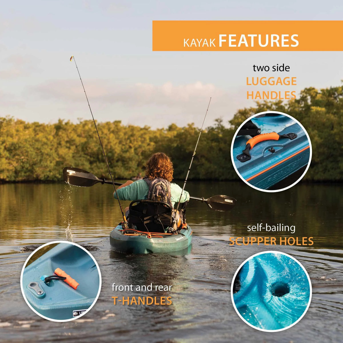 Lifetime Tamarack Pro 123 inch Sit-on-Top Kayak, Eclipse Fusion (91058)