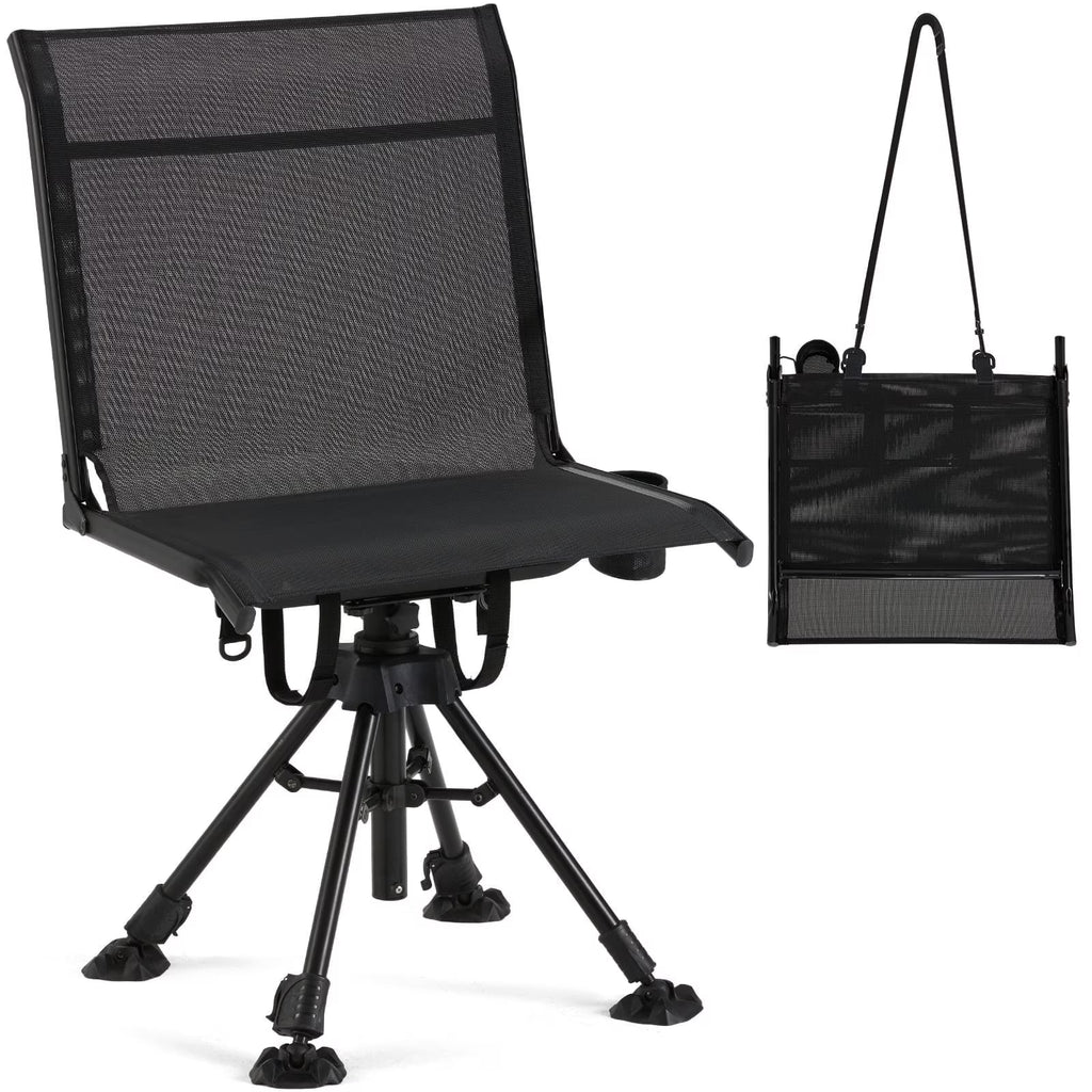 Danrelax 360�� Silent Camo Hunting Blind Chair, Armrests, Side Pouch, Telescopic Legs