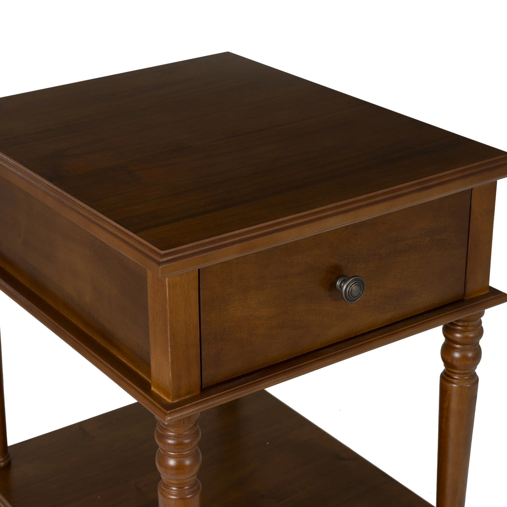 Powell McGhie Single Drawer Indoor End Table with Shelf, 26" Tall, Natural